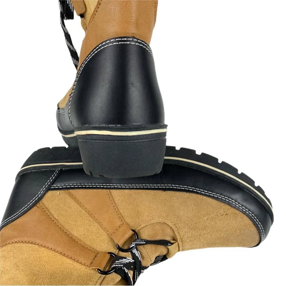 Merona Womens Lace Up Fur Trimmed Tan Suede Snow Boots Size 8